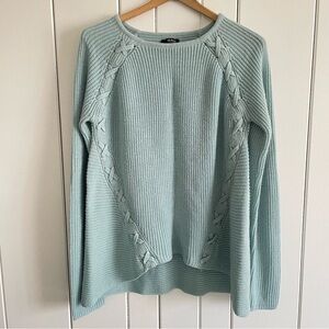 $20 SALE Pastel Crew Neck Sweater Textured Knit Crisscross Detail Women’s Top